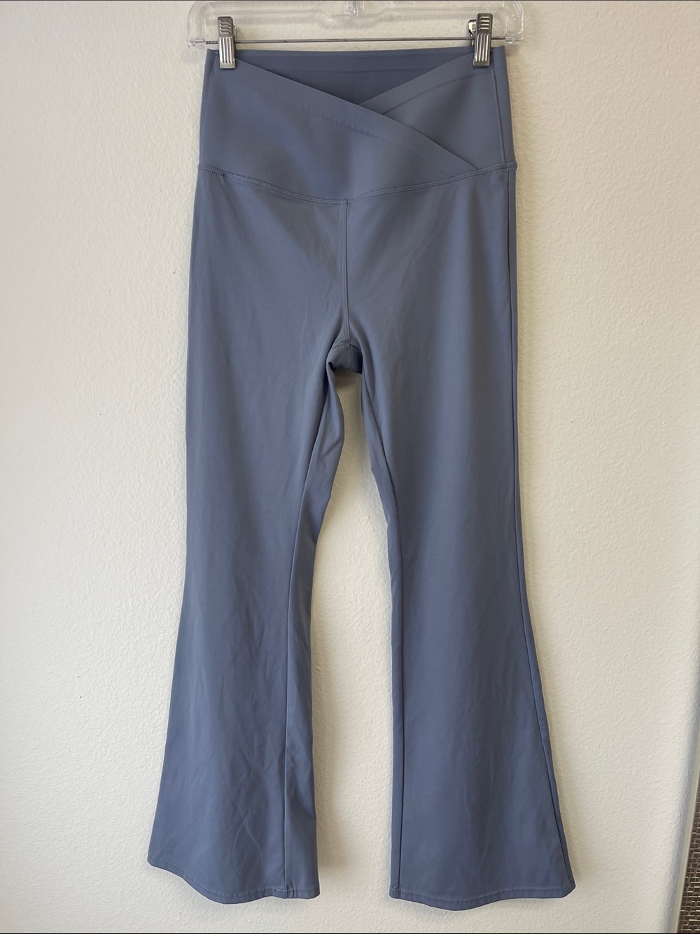 New Mix Slate Blue Flare Leggings with Crossover Waist